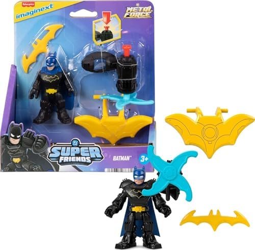 Imaginext DC Metal Force Batman figure with snap-on wings, Batarang and spinning blade