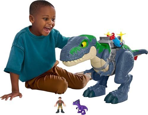 Imaginext Jurassic World Rebirth Ultimate Action Chomp T. rex, 18 inches, with red glowing eyes