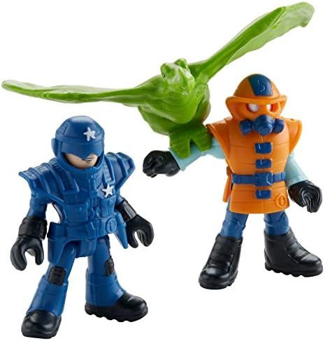 Imaginext Jurassic World park workers with helmets and Pterodactyl