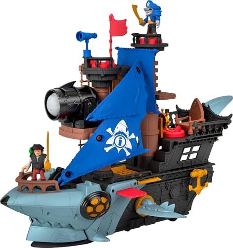 Pirates & Jungle Adventures — Imaginext Shark Bite Pirate Ship with chomping shark bow and two pirate figures