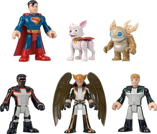 Imaginext figure pack with Superman, Hawkgirl, Green Lantern, Mr. Terrific, Krypto and Kaiju