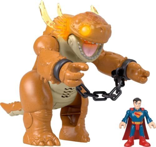 Imaginext Superman figure battling a 10-inch Kaiju monster with chains