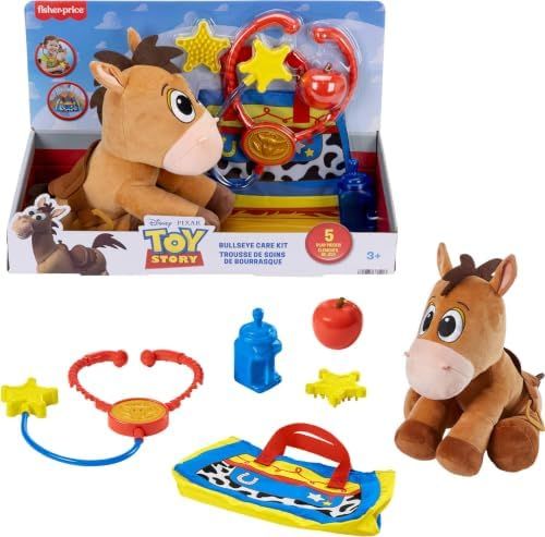 Plush Bullseye from Imaginext Toy Story with care bag, apple, bottle and stethoscope